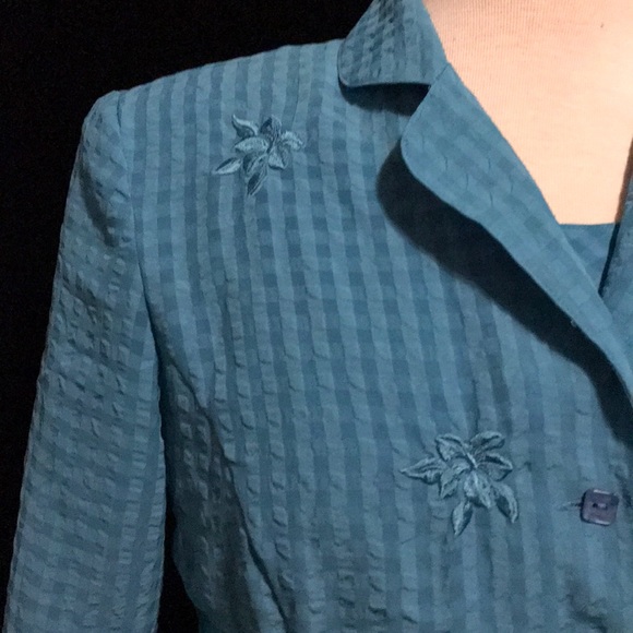 PLAZA SOUTH 2-Piece Teal Midi Dress and Jacket - Picture 3 of 7